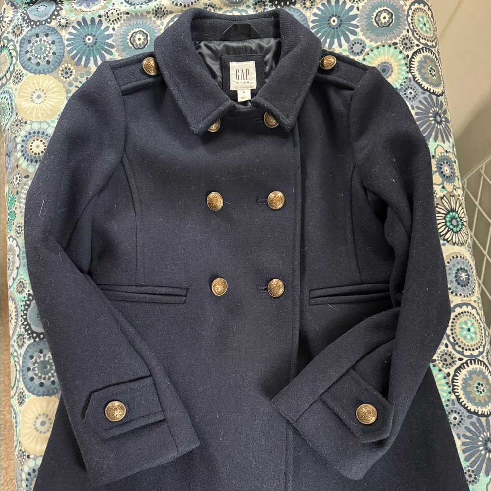 NEW Gap girls double breasted navy wool coat (medium)